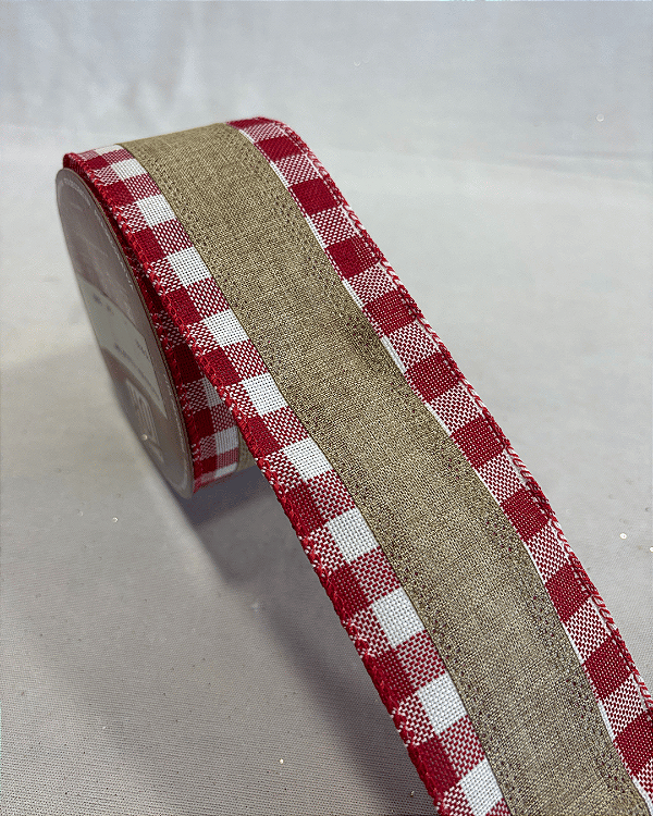 Fita aramada Juta/Xadrez - 6,3cm x 9,14m