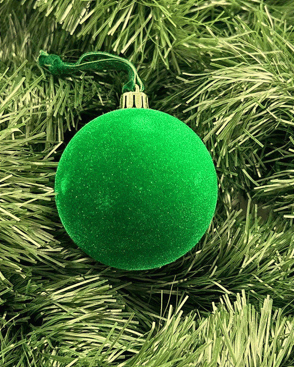 BOLA VELUDO VERDE 8CM JOGO C/6 PC