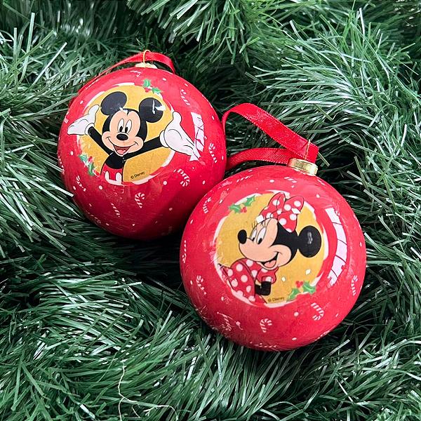 BOLA NATAL MICKEY E MINNIE CLR 8CM