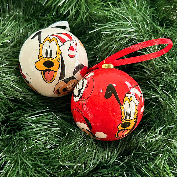 BOLA NATAL MICKEY PLUTO PATETA 8CM