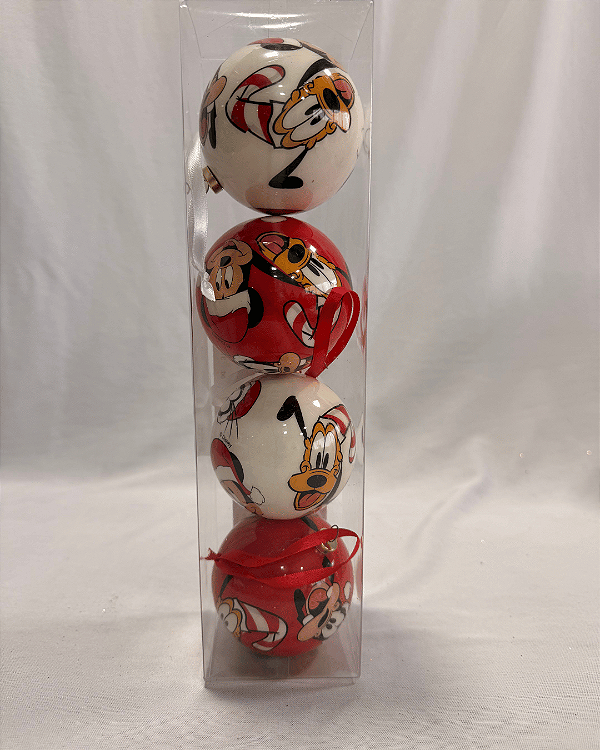 BOLA MICKEY PLUTO PATETA CLR 8cm JOGO C/4 PC