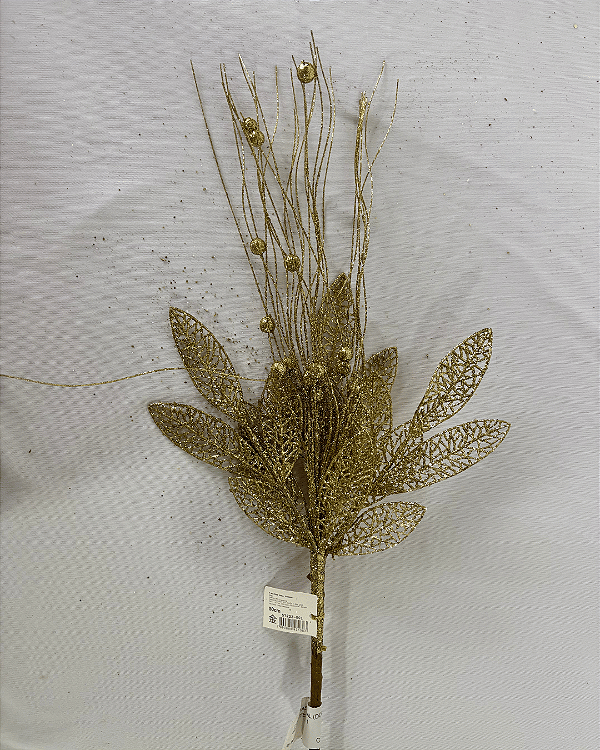 GALHO COM BOLINHAS NATAL DOURADO 50CM