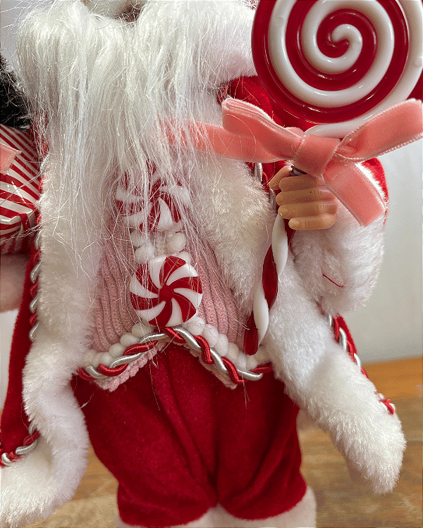 PAPAI NOEL EM PE NATAL (VERMELHO ROSA) 30cm
