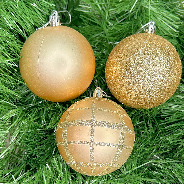 BOLA DECORADA NATAL CHAMPANHE 8CM