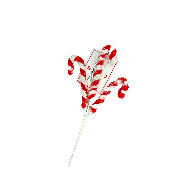 PICK NATAL DECOR CANDY CANE VERMELHO/BRANCO 7CM