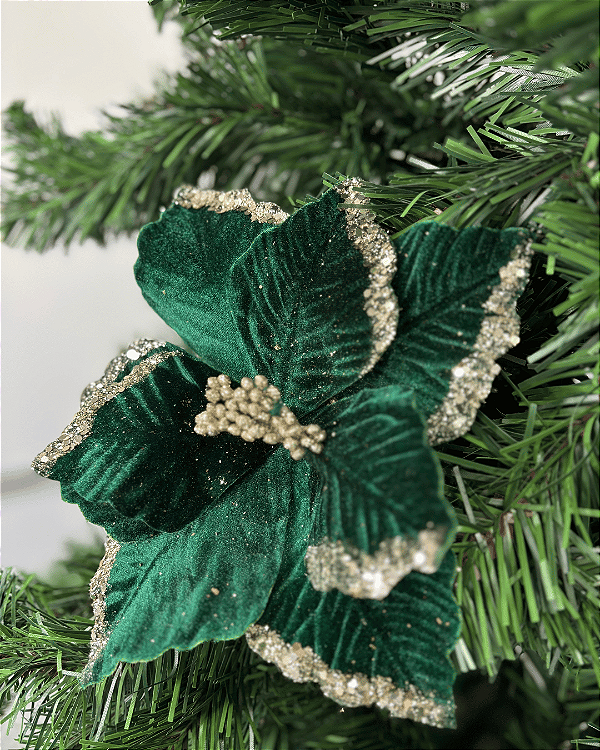 FLOR POINSETIA VERDE 30CM