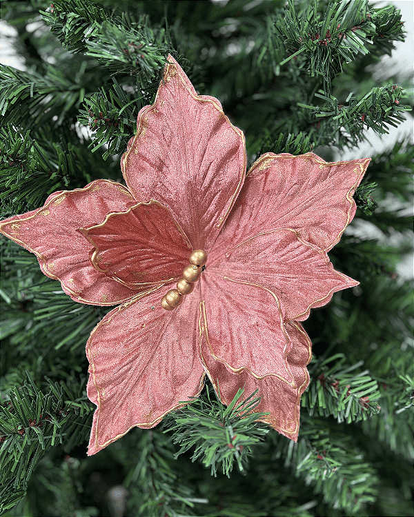 DEC FLOR POINSETIA TRABALHADA ROSA