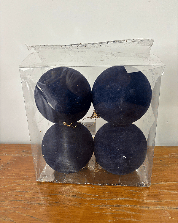 BOLA VELUDO AZUL 10CM JOGO C/4 UND