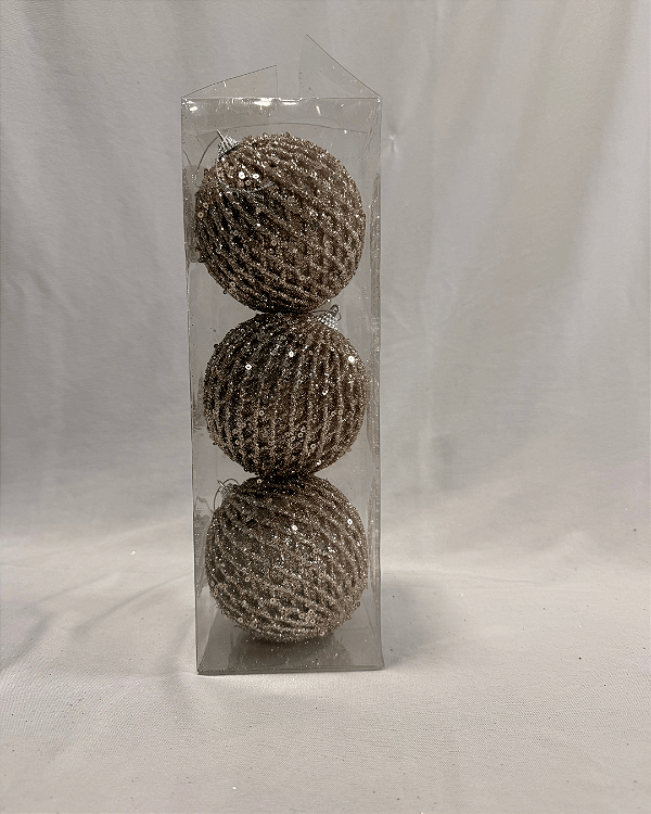 BOLA DECORADA DOURADO 1 CM JOGO COM 3 PC