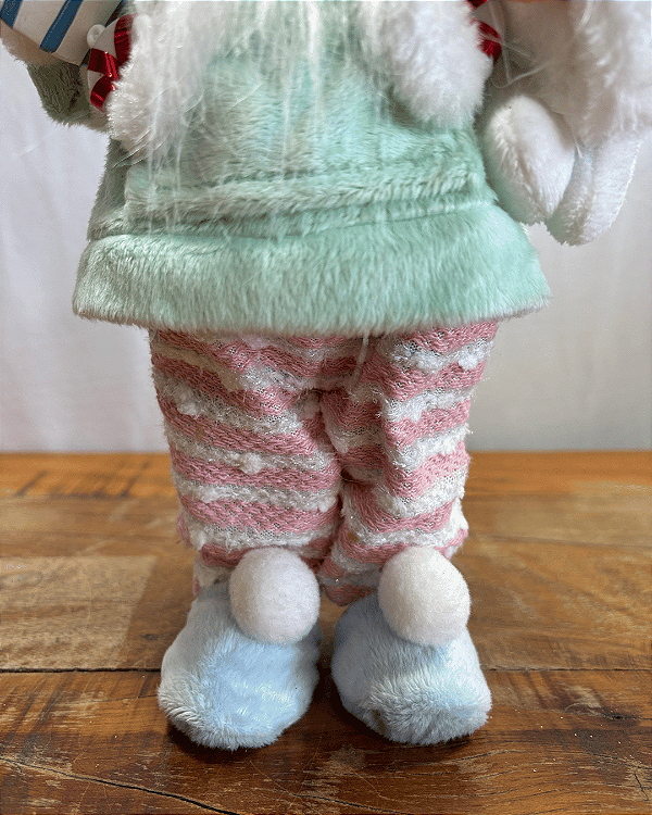 PAPAI NOEL EM PE VERDE/ROSA 30cm