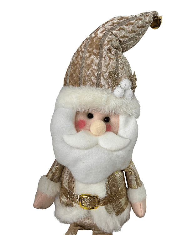 BONECO NATAL PAPAI NOEL SENTADO (DOURADO) 60X20cm