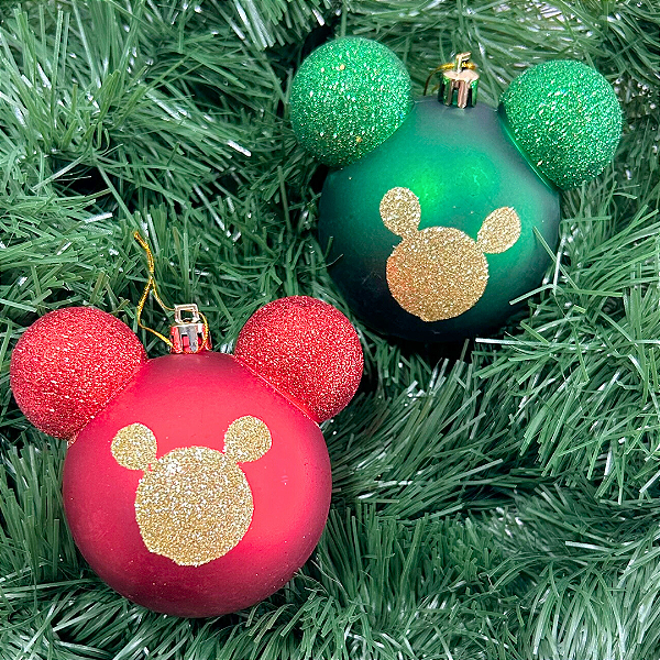 BOLA NATAL MICKEY C/GLITTER 8cm DISNEY