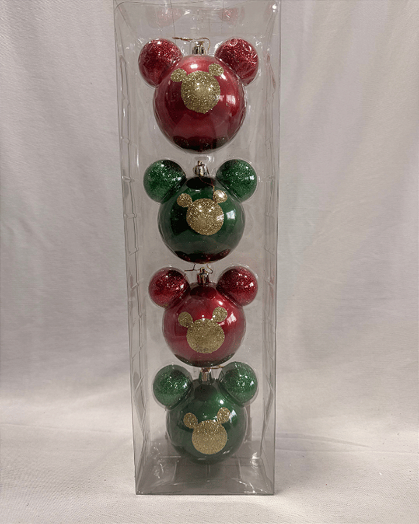 BOLA MICKEY VERMELHO/VERE 8CM JOGO COM 4PC