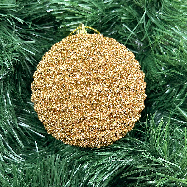 BOLA NATAL C/GLITTER OURO 10cm