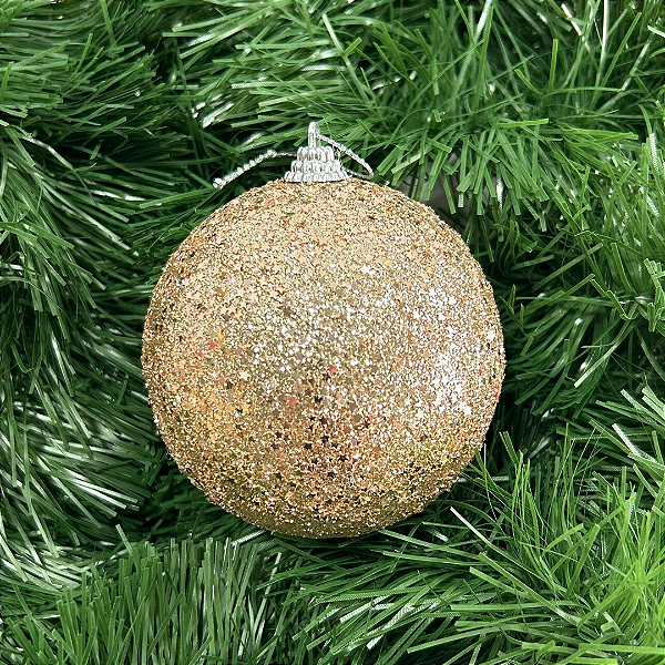 BOLA NATAL C/GLITTER CHÁ 10cm