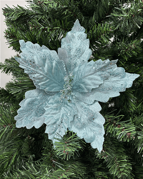 DEC FLOR POINSETIA AZUL 30cm