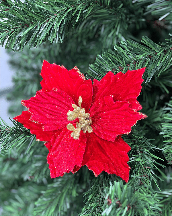 FLOR DEC POINSETIA VERMELHA 30cm