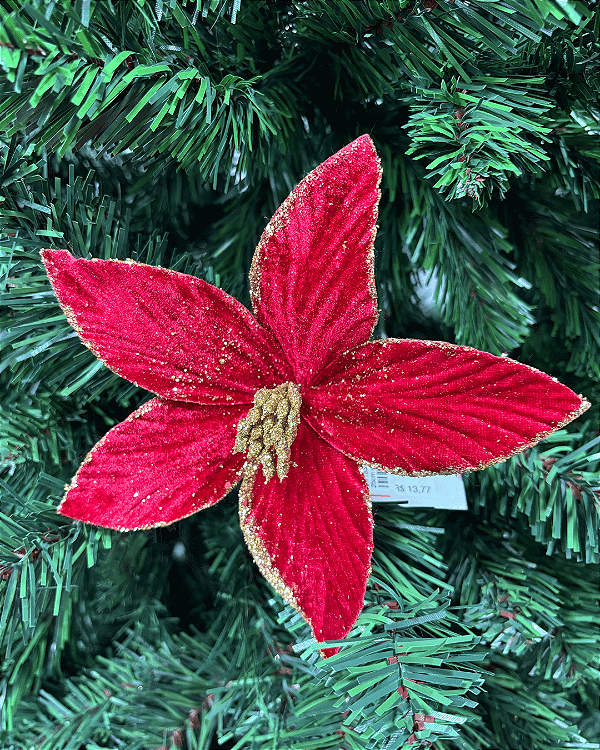 FLOR DEC POINSETTIA VERMELHO 25cm