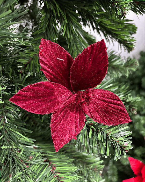 DEC FLOR POINSETTIA BORDO 16cm