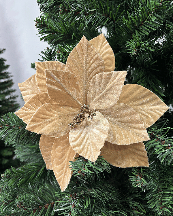 FLOR DEC POINSETIA BEGE 20cm