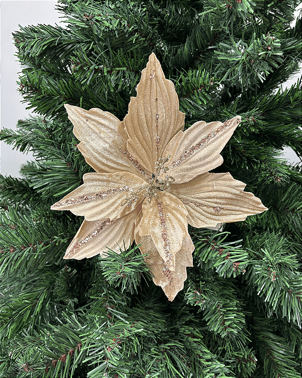 FLOR DEC POINSETIA C/GLITTER CHA 26cm