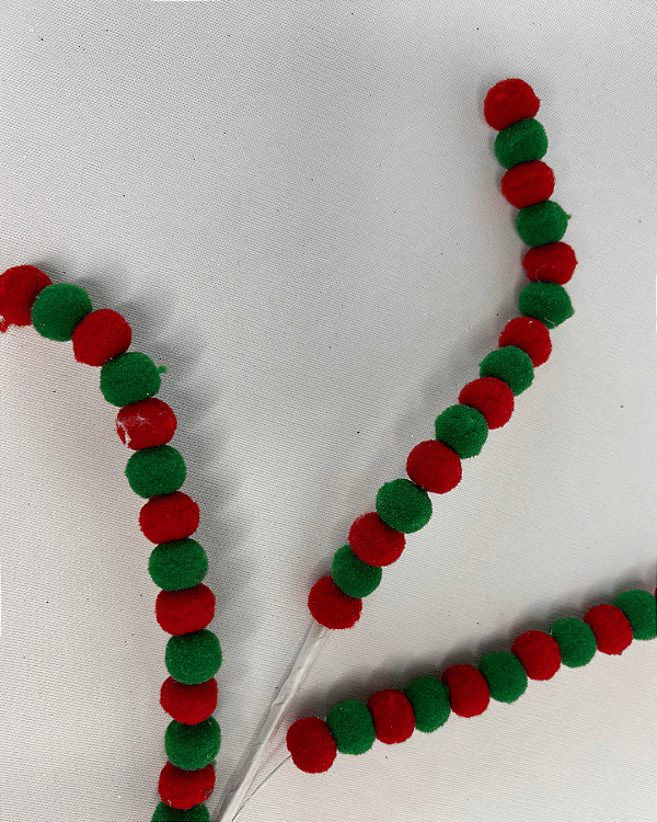 GALHO C.BENGALAS POMPOM (VERMELHO VERDE) 40cm