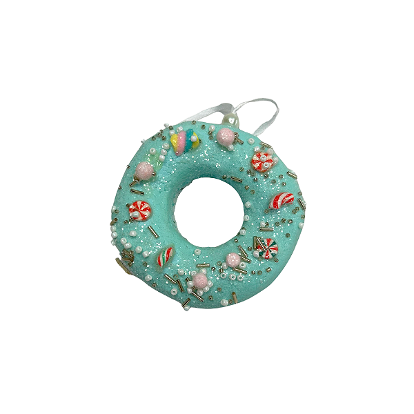 ENFEITE NATAL DONUT AZUL 11cm