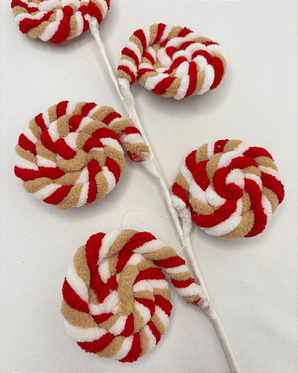 GALHO NATAL CANDY VERMELHO/BEGE 50cm