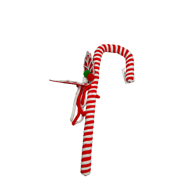 ENFEITE NATAL BENGALA PENDURAR VERMELHO BRANCO 35cm