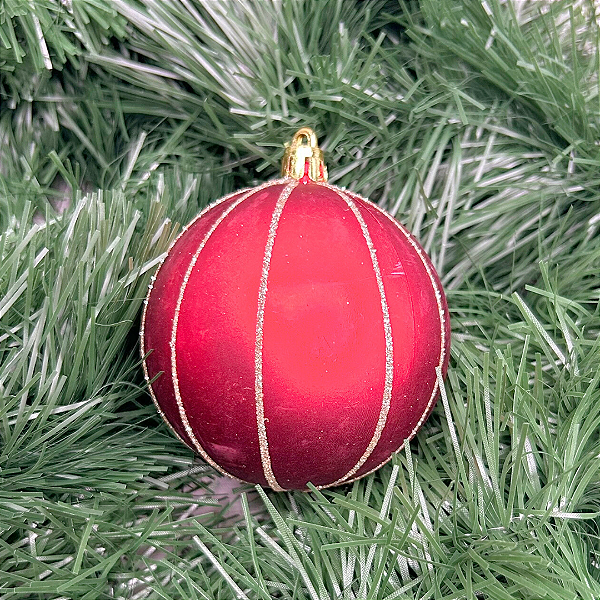 BOLA NATAL DECORADA NATAL VERMELHO 8cm