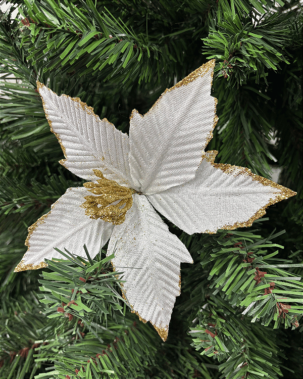H.BICO PAPAGAIO AVELUDADO (BRANCO GLITTER DOURADO) 23cm