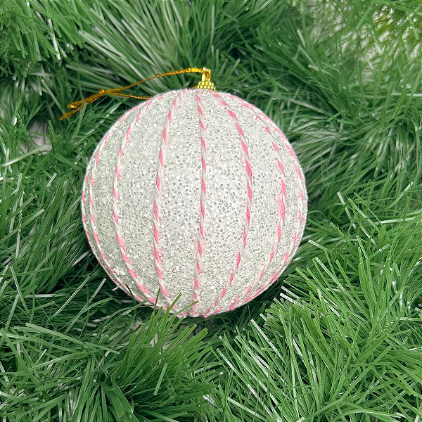 BOLA NATAL DECORADA NATAL BRANCA 10cm