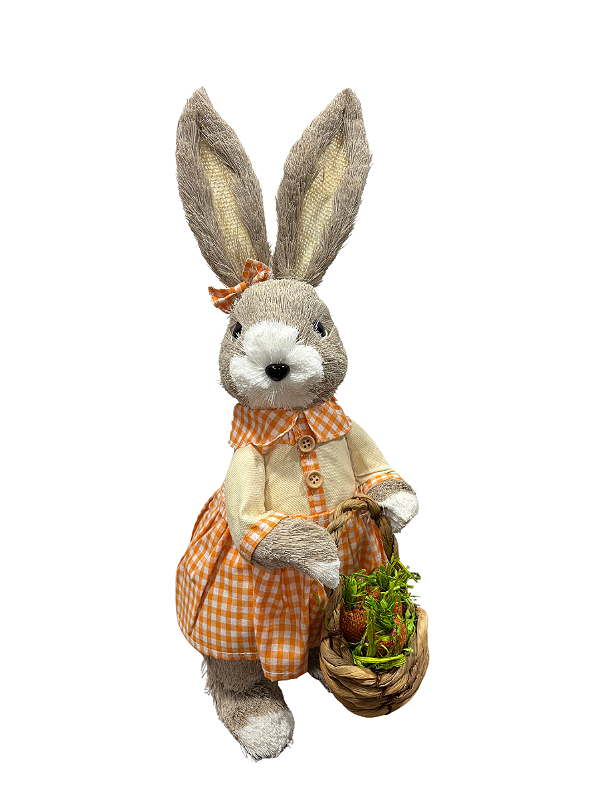 PASCOA COELHO FEMEA SISAL EM PE (LARANJA) 19X40CM (FLORARTE) Vol. 3