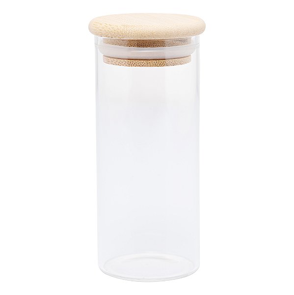 POTE DE VIDRO COM TAMPA DE BAMBU 1L