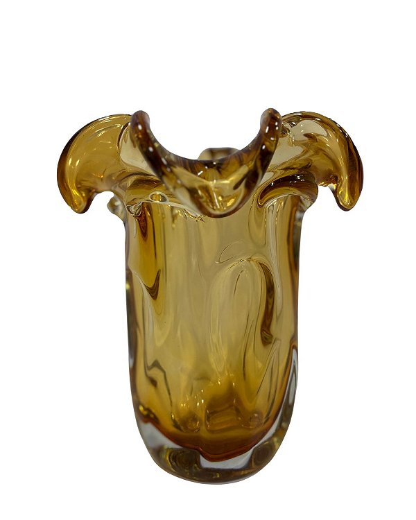 VASO DECORATIVO VIDRO TIPO MURANO (AMBAR) 22X17cm