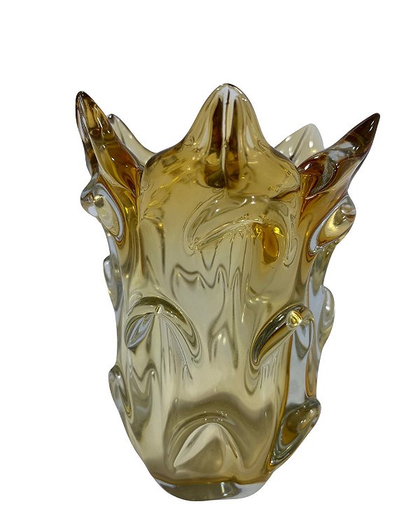 VASO DECORATIVO VIDRO TIPO MURANO (AMBAR) 18X13cm