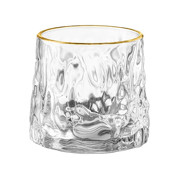 Copo baixo Frost em vidro com borda dourada 180ml A7,5cm