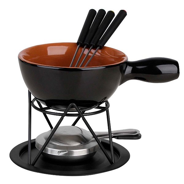 Aparelho de fondue em cerâmica 9 pés 22,2,2x17x15,7cm preto