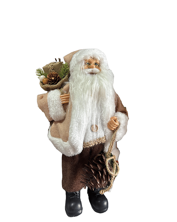 PAPAI NOEL NATAL EM PE (BEGE MARROM) 30cm