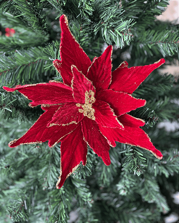 FLOR POINSETIA C/GLITTER VRM 30cm