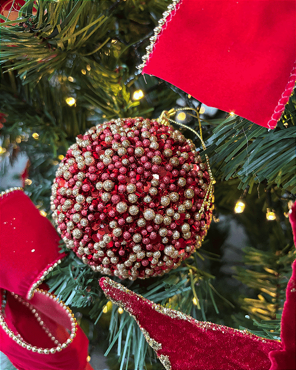 BOLA TRABALHADA C/BOLINHAS VRM 10cm JG C/ 04