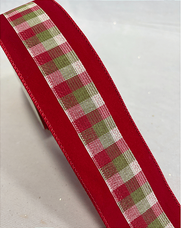 FITA ARAMADA XADREZ VERMELHO/VERDE 6,3cm X 9,14M