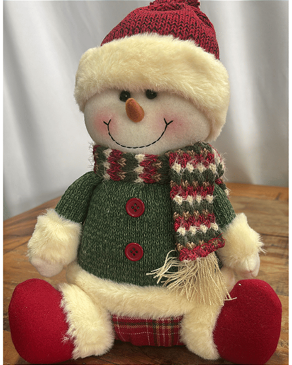 BONECO NEVE SENTADO 30CM