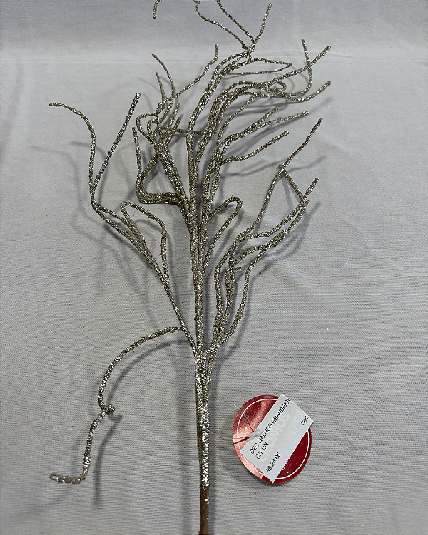 DECORACAO GALHOS GRANDE/GLITTER CHAMPANHE 1,04m