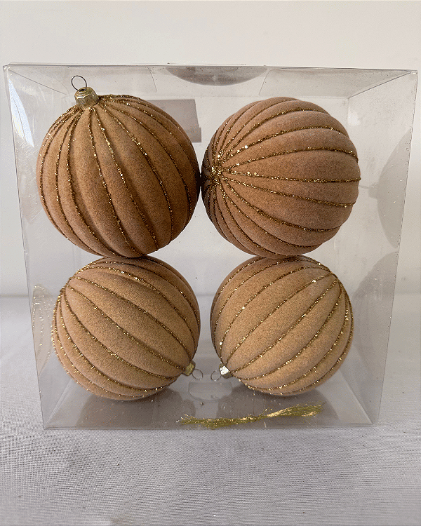 BOLA  CREME 10CM JOGO C/4 PC