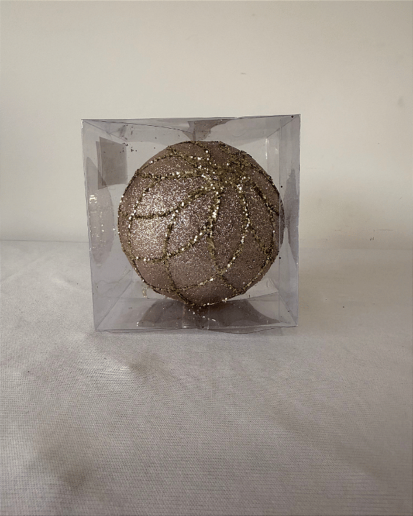 BOLA DECORADA NATAL C/1 UND CHAMPANHE 12CM