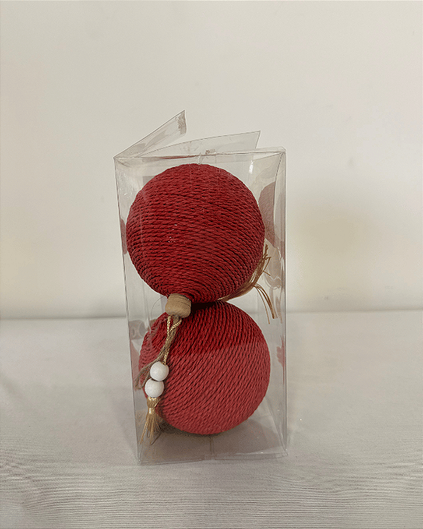 BOLA DECORADA VERMELHA 10CM JOGO COM 2 UND