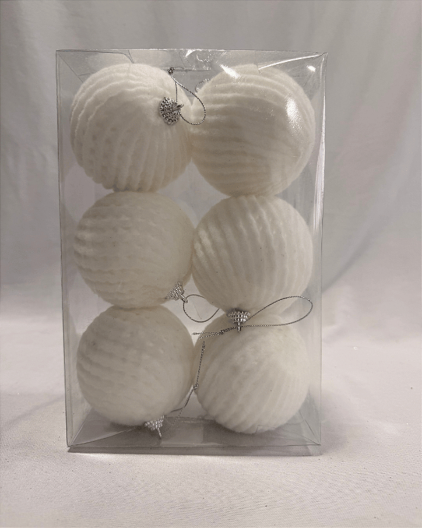 BOLA NATAL BRANCO 8CM JOGO COM 6 UND