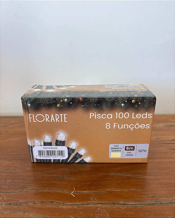 CORDAO 100 LED FIO VERDE C/8 FUNCOES 127V BRANCO QUENTE 8M