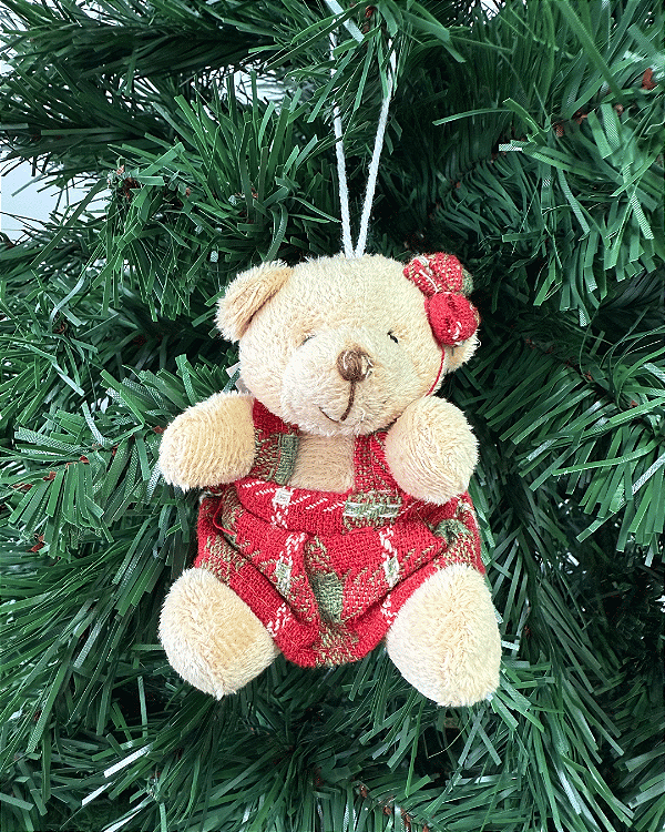 ENFEITE PARA PENDURAR URSO NATAL VERMELHO/VERDE 10CM 1UN